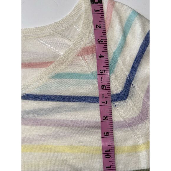 Talbots V Neck Rainbow Striped Knit Top 3/4 Sleeve Lightweight Blouse Sweater 1X - Picture 14 of 16